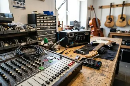 Musician at a studio microphone